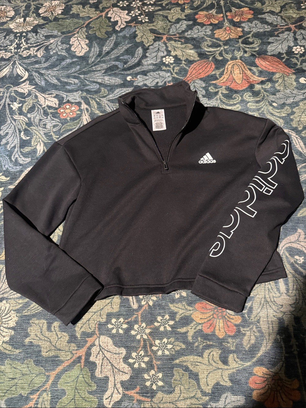 Adidas Women’s Black Quarter-Zip Logo Sweatshirt